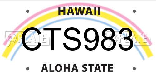CTS983 Hawaii License Plate