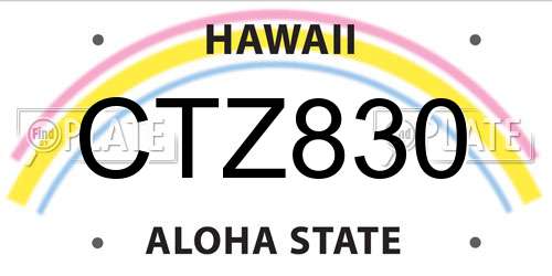 CTZ830 Hawaii License Plate