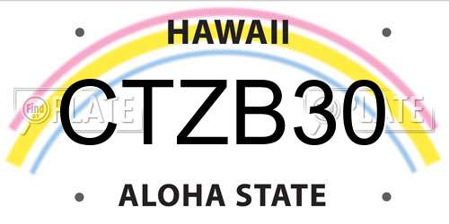 CTZB30 Hawaii License Plate