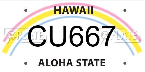 CU667 Hawaii License Plate