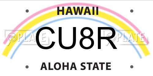 CU8R Hawaii License Plate