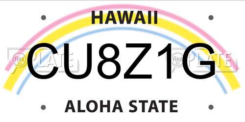 CU8Z1G Hawaii License Plate