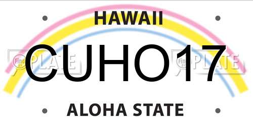 CUHO17 Hawaii License Plate