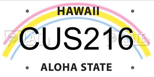 CUS216 Hawaii License Plate