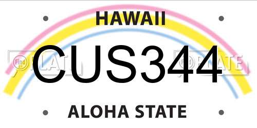 CUS344 Hawaii License Plate
