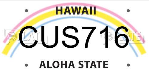CUS716 Hawaii License Plate