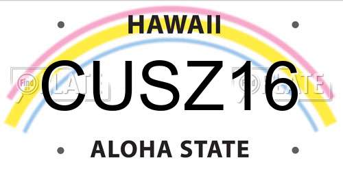 CUSZ16 Hawaii License Plate