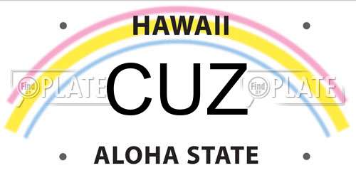 CUZ Hawaii License Plate