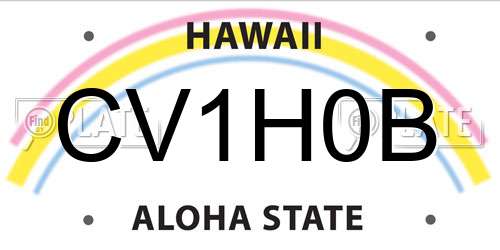 CV1H0B Hawaii License Plate