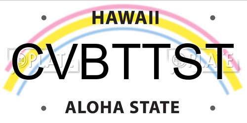 CVBTTST Hawaii License Plate
