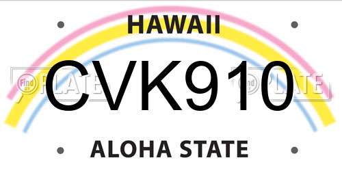 CVK910 Hawaii License Plate