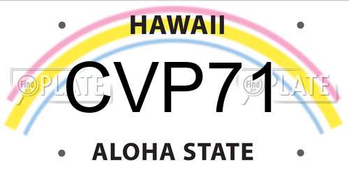 CVP71 Hawaii License Plate