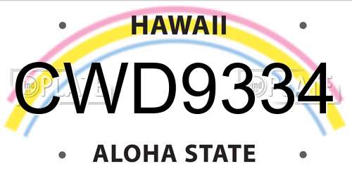 CWD9334 Hawaii License Plate