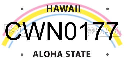 CWN0177 Hawaii License Plate