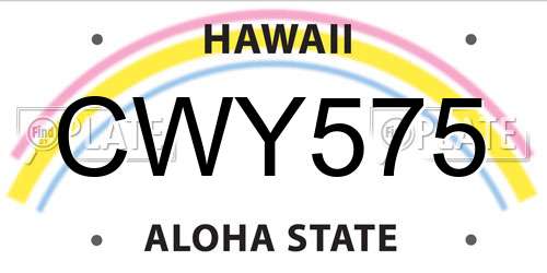 CWY575 Hawaii License Plate