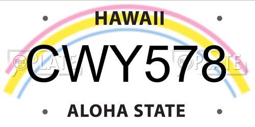 CWY578 Hawaii License Plate