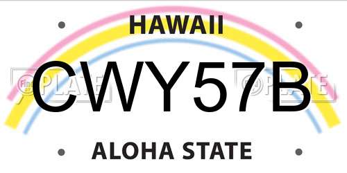 CWY57B Hawaii License Plate