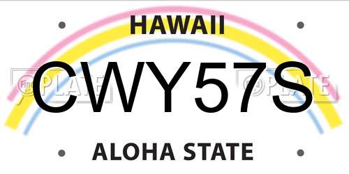 CWY57S Hawaii License Plate
