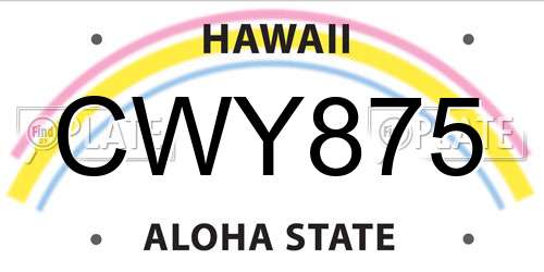 CWY875 Hawaii License Plate