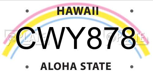 CWY878 Hawaii License Plate