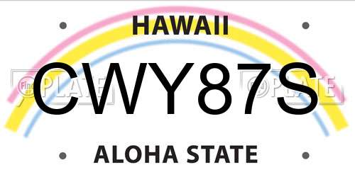 CWY87S Hawaii License Plate