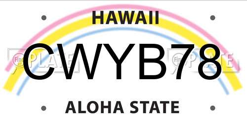 CWYB78 Hawaii License Plate