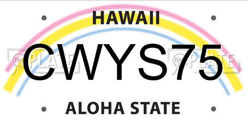 CWYS75 Hawaii License Plate