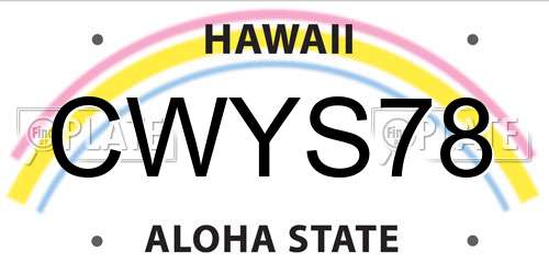 CWYS78 Hawaii License Plate