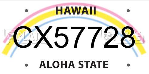 CX57728 Hawaii License Plate