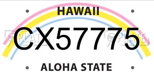CX57775 Hawaii License Plate