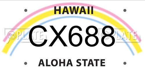 CX688 Hawaii License Plate