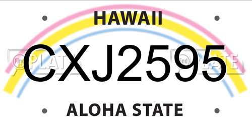 CXJ2595 Hawaii License Plate