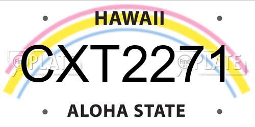 CXT2271 Hawaii License Plate
