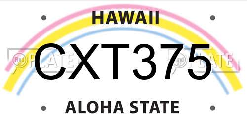 CXT375 Hawaii License Plate