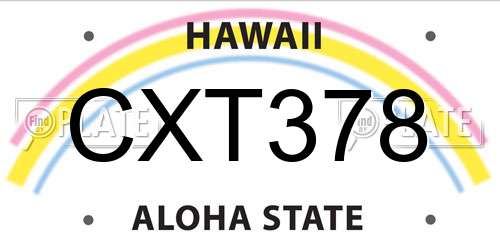 CXT378 Hawaii License Plate