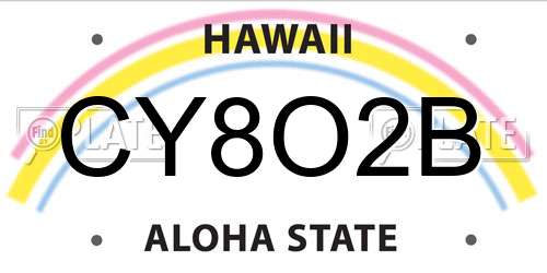CY8O2B Hawaii License Plate
