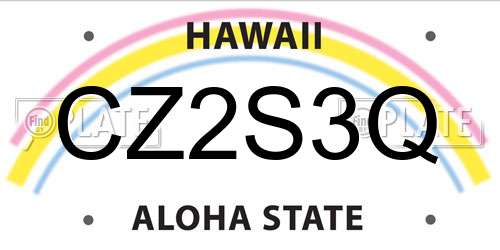 CZ2S3Q Hawaii License Plate