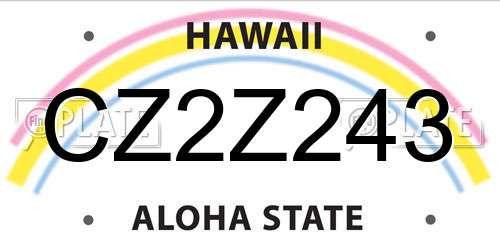 CZ2Z243 Hawaii License Plate