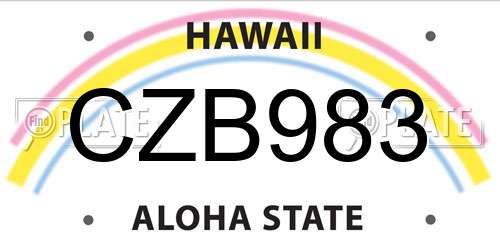 CZB983 Hawaii License Plate