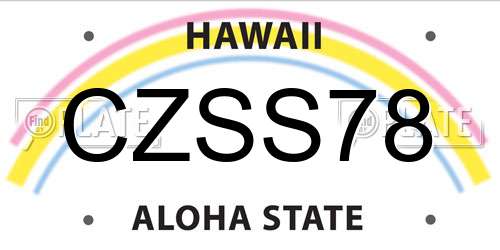 CZSS78 Hawaii License Plate