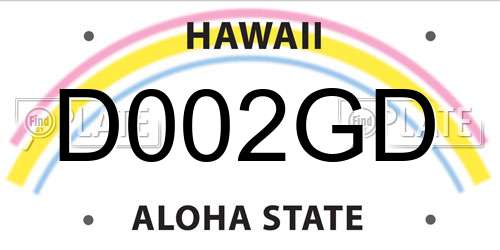 D002GD Hawaii License Plate