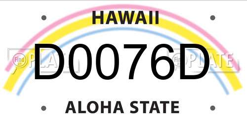 D0076D Hawaii License Plate