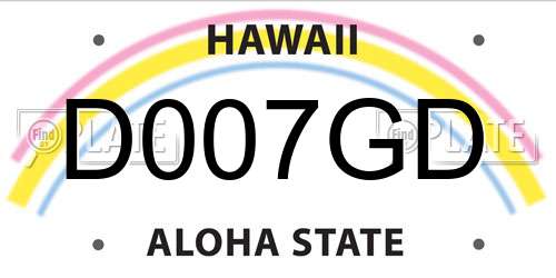 D007GD Hawaii License Plate