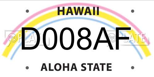 D008AF Hawaii License Plate