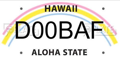 D00BAF Hawaii License Plate