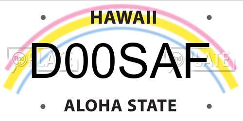 D00SAF Hawaii License Plate