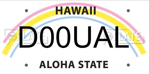 D00UAL Hawaii License Plate