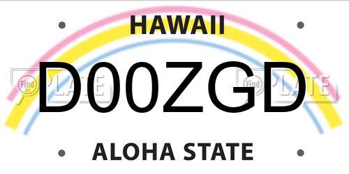 D00ZGD Hawaii License Plate