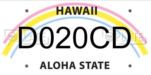 D020CD Hawaii License Plate