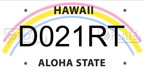 D021RT Hawaii License Plate